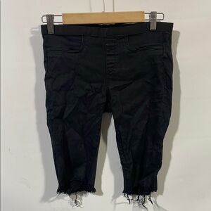 Helmet lang Chic Black Cropped Pants with Frayed Hem